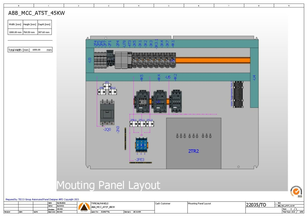 Typical ABB Motor Control Center Panel Incomer MCCB 100A AUTO ...