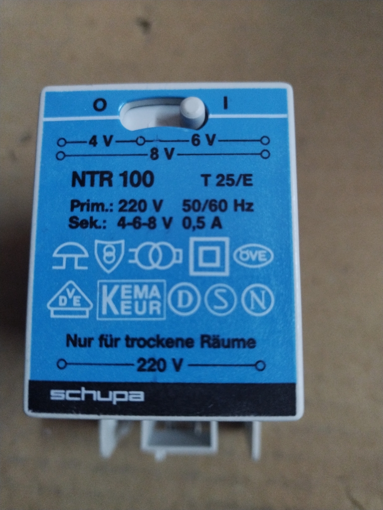 NTR100 Schupa Transformer Primary 220V 50/60Hz Secondary 4/6/8 V 0.5A ...