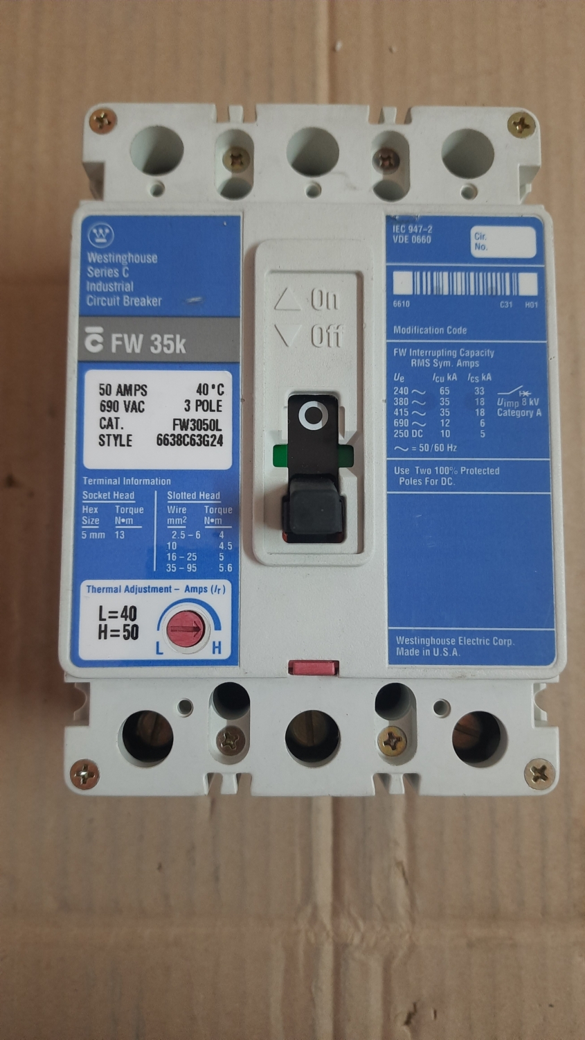 FW3050L Westinghouse 50A 3pole Circuit Breaker Panels and Parts Shopping