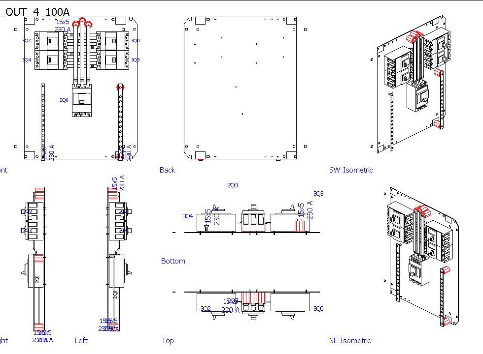 Typical ABB SMDB Panel Incomer up to 100A 18KA outgoing 4x up to 100A ...