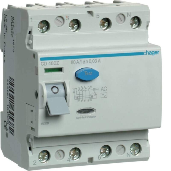 RCCB 4P 80A 30mA AC Class - Panels and Parts Shopping