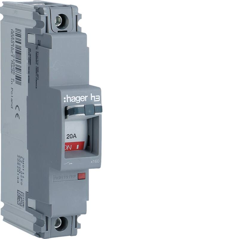 Moulded Case Circuit Breaker h3 x160 TM FIX 1P1D 20A 18kA CTC