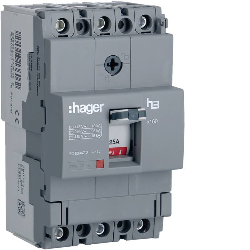 Moulded Case Circuit Breaker h3 x160 TM FIX 3P3D 25A 18kA CTC