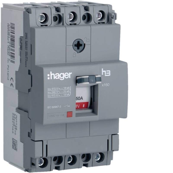 Moulded Case Circuit Breaker h3 x160 TM FIX 3P3D 50A 18kA CTC - Panels ...