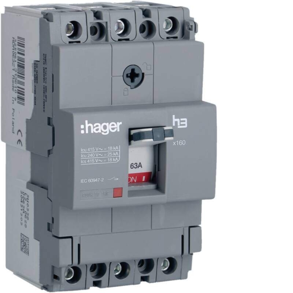Moulded Case Circuit Breaker h3 x160 TM FIX 3P3D 63A 18kA CTC - Panels ...