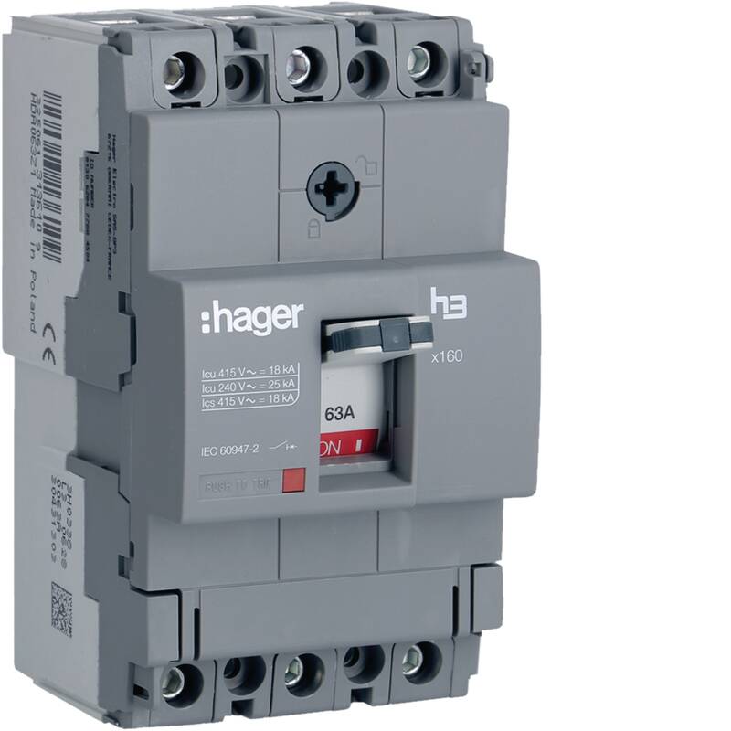 Moulded Case Circuit Breaker h3 x160 TM FIX 3P3D 63A 18kA CTC