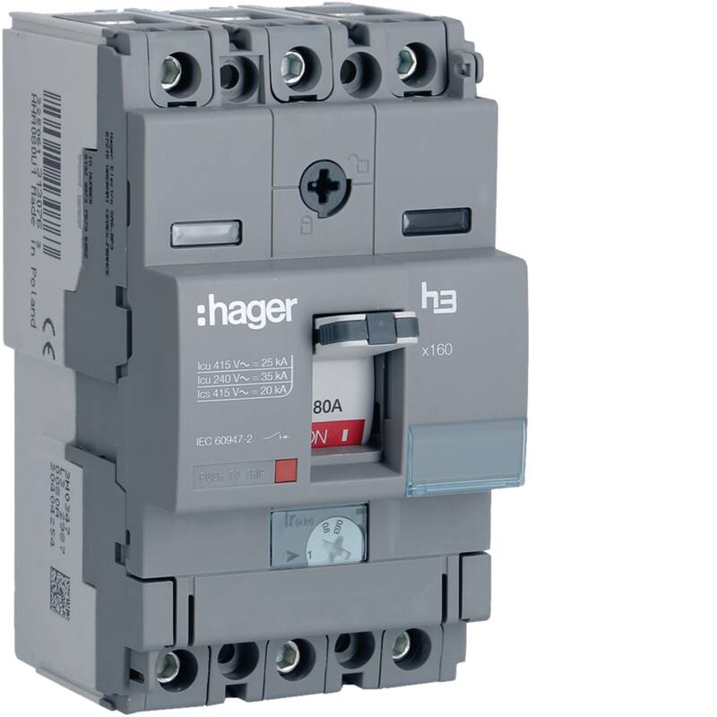 Moulded Case Circuit Breaker h3 x160 TM ADJ 3P3D 80A 25kA CTC
