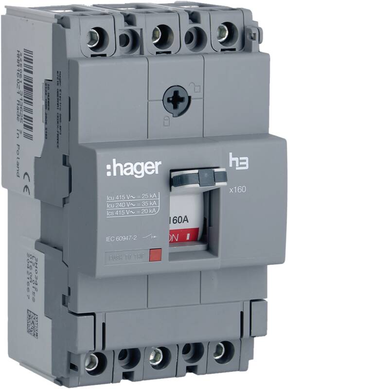 Moulded Case Circuit Breaker h3 x160 TM FIX 3P3D 160A 25kA CTC