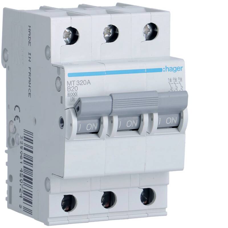 MCB 3P 6kA B-20A 3M