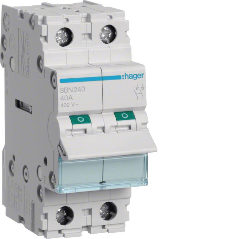 2-pole, 63A Modular Switch with big terminals