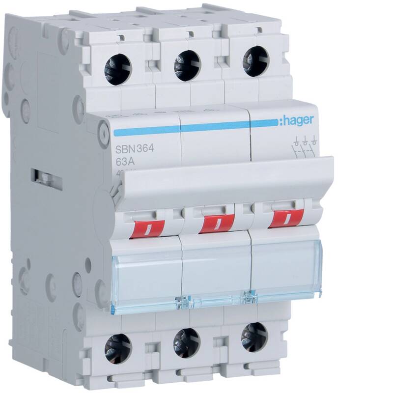 3-pole, 63A Modular Switch with big terminals