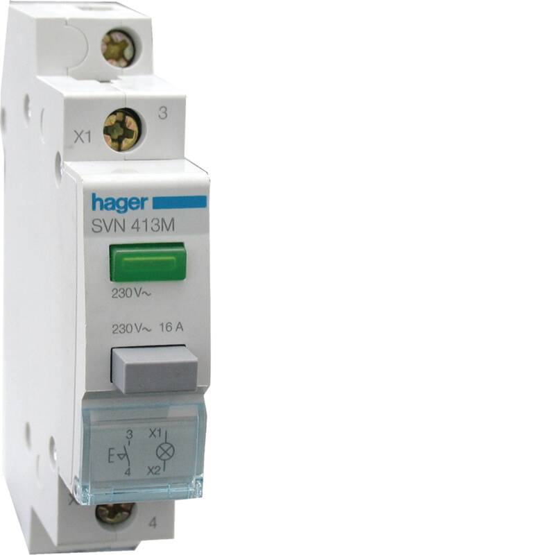 Latching 1NO Pushbutton + green Indicator light 230VAC