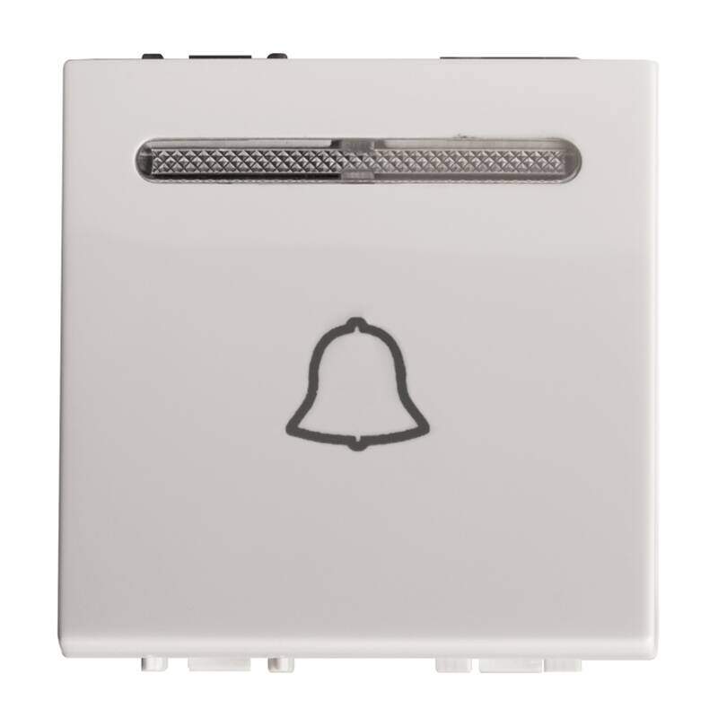 PUSH BUTTON MegaRocker "BELL" symbol 10A WHITE WITH NEON