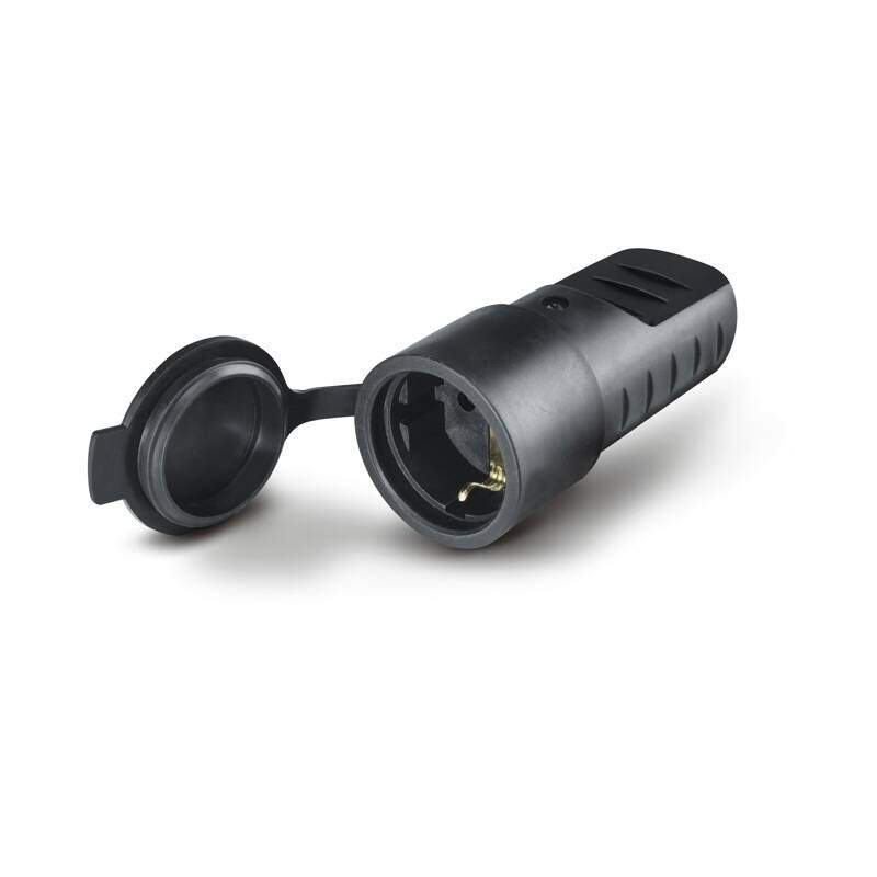 CONNECTOR - 2P+E 16A GERMAN STANDARD SOCKET BLACK