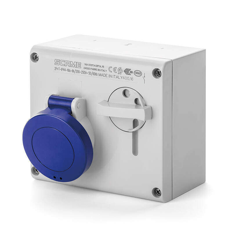 INTERLOCKED SOCKET - 32A 2P+E 6h 200-250V 60Hz 50Hz 136X125MM_PAR Screw terminals With mechanical interlock