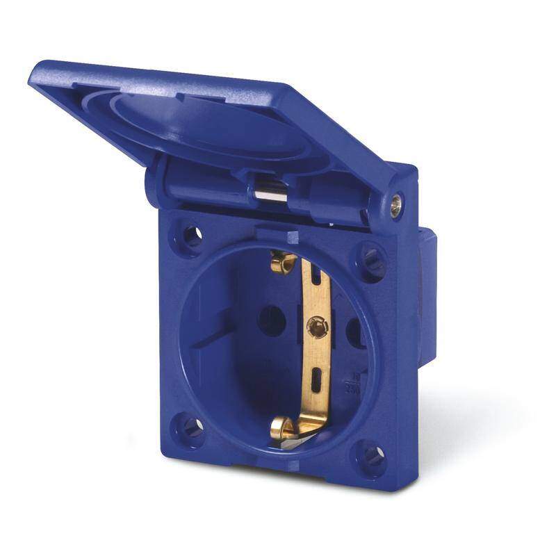 FLUSH-MOUNTING SOCKET - 2P+E 16A IP54 GERMAN SHUTTERED 50X60MM