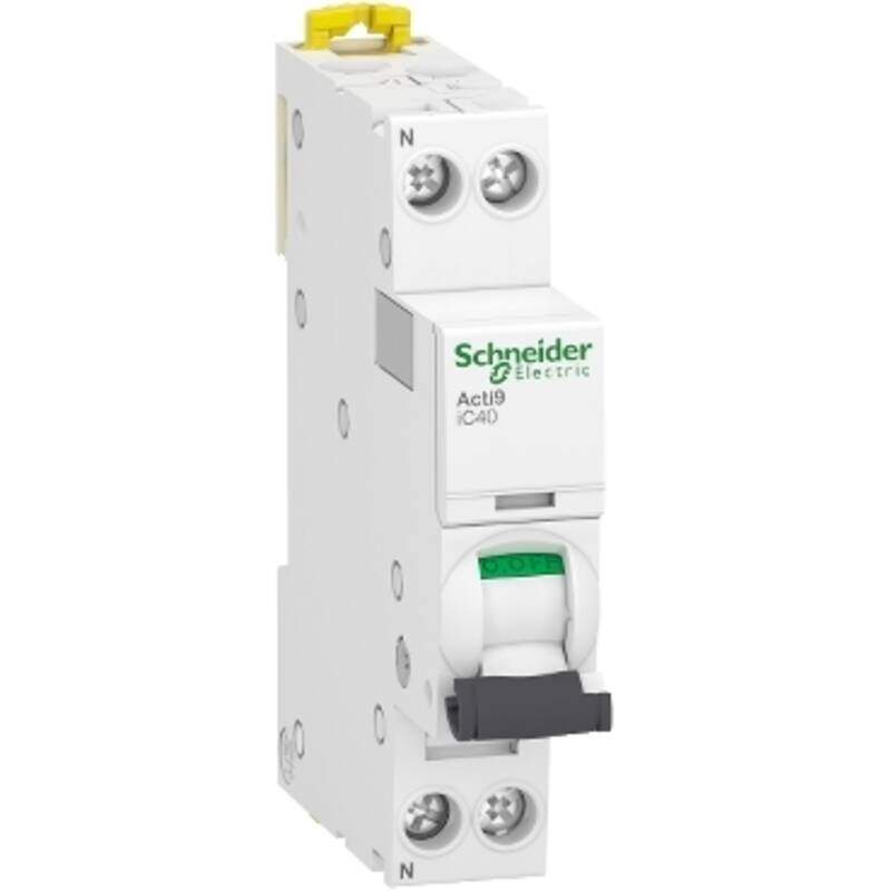 Miniature circuit breaker (MCB), Acti9 iC40, 1P+N, 20A, C curve, 4500A (IEC/EN 60898-1), 6kA (IEC/EN 60947-2)