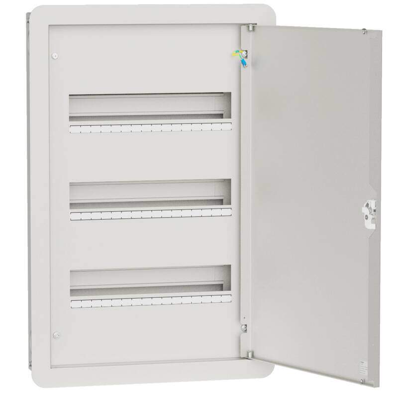 Din rail board, 3 row 48M, non-transparent door, flush, EU DR48F