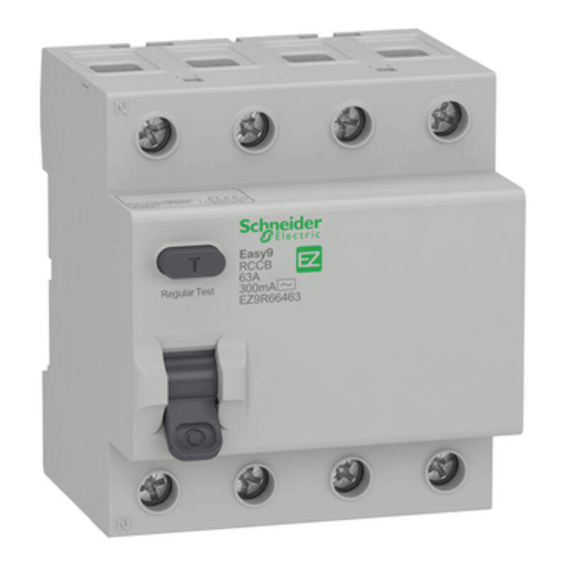 Easy9 Residual Current Circuit Breaker - 4P - 63 A - 300 mA - AC type - 400 V