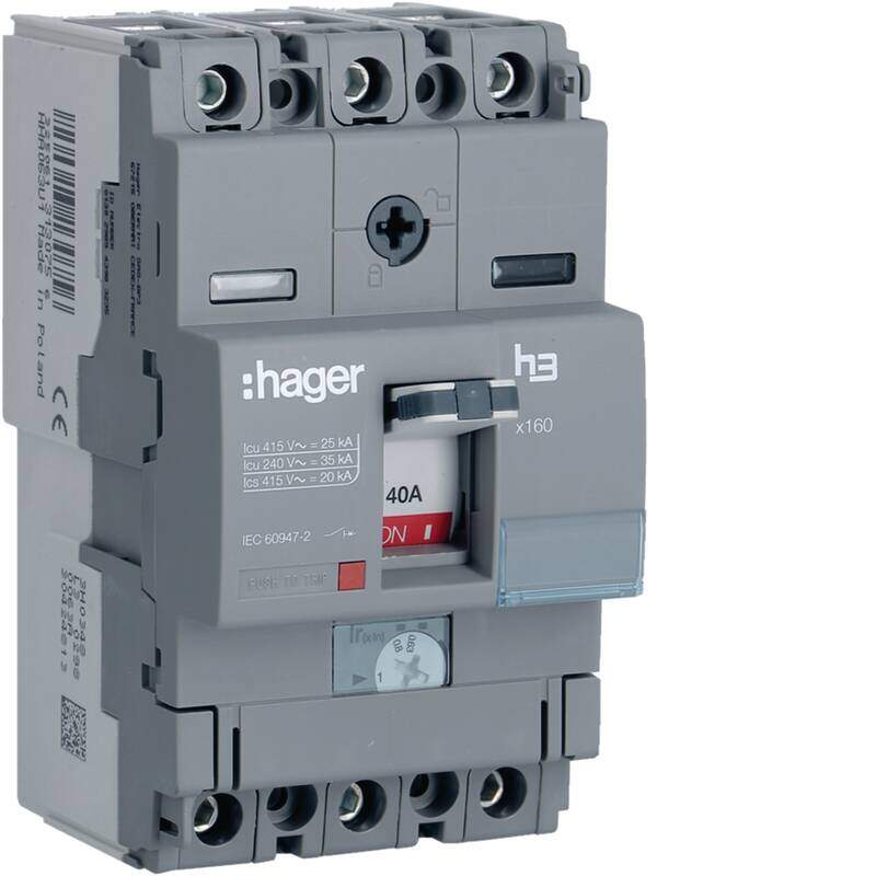 MCCB 3P 40A 25kA TM adjustable trip 220-415V h3 x160