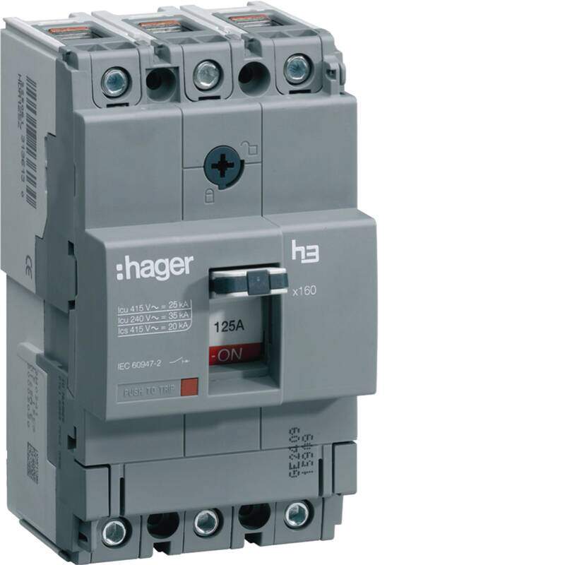 Moulded Case Circuit Breaker h3 x160 TM FIX 3P3D 125A 25kA CTC HHA125Z