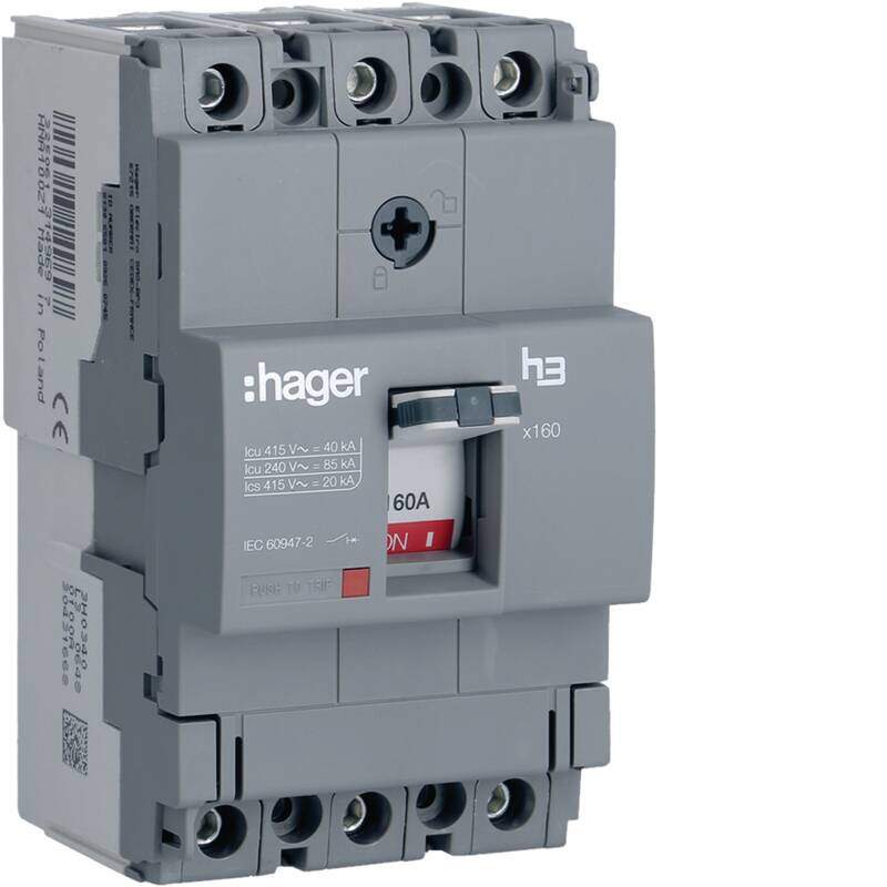 Moulded Case Circuit Breaker h3 x160 TM FIX 3P3D 160A 40kA CTC HNA160Z