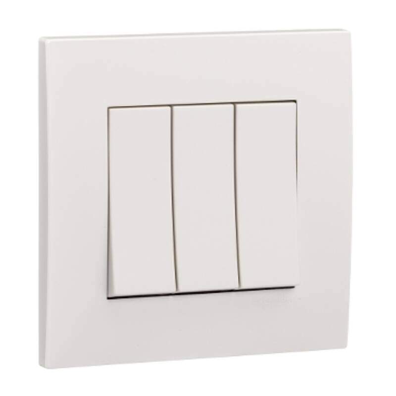 Switch, Vivace, 16AX, 250V, 1 way, 3 gang, white