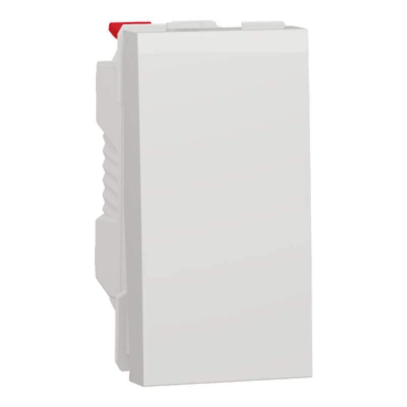 Switch, New Unica, 1-pole 1-way, 10AX, 1 module, screwless terminals, untreated, IP4X, white