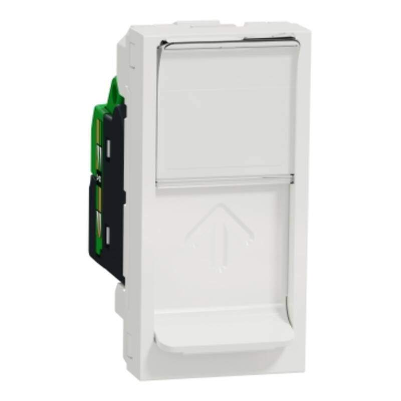 Data socket, New Unica, mechanism, RJ45, U/UTP, straight, click, shuttered, white