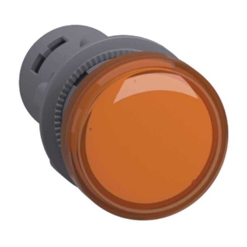 Monolithic pilot light, Easy Harmony XA2E, plastic, amber, 22mm, integral LED, screw clamp terminals, 110V AC DC, anti interference