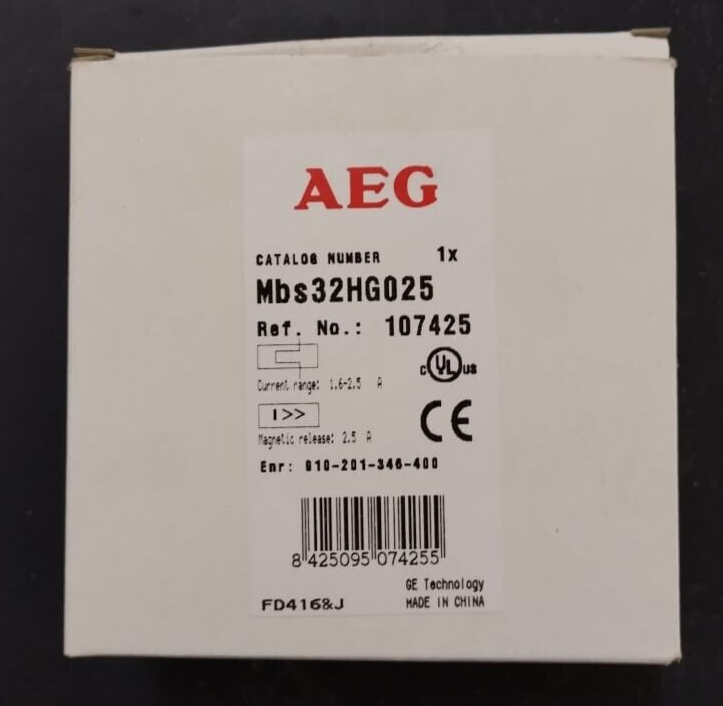 Mbs32HG025 AEG Motor Starter, Overload Setting 1.6-2.5A  UL Listed 107425